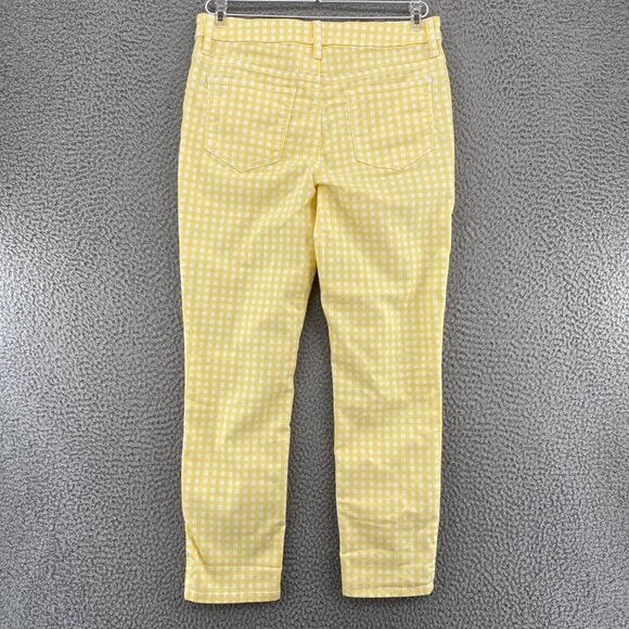 Chicos Jeans Womens 00 US 2 Yellow Check Perfect Stretch Girlfriend Slim Ankle - Picture 3 of 12